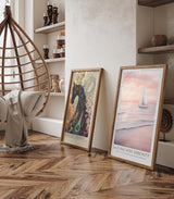 Paul Sinus Leinwandbild 60x90cm malerische Segelboot-Szene mit sanften Pastelltönen, beruhigende Wandkunst mit ruhiger Meereslandschaft