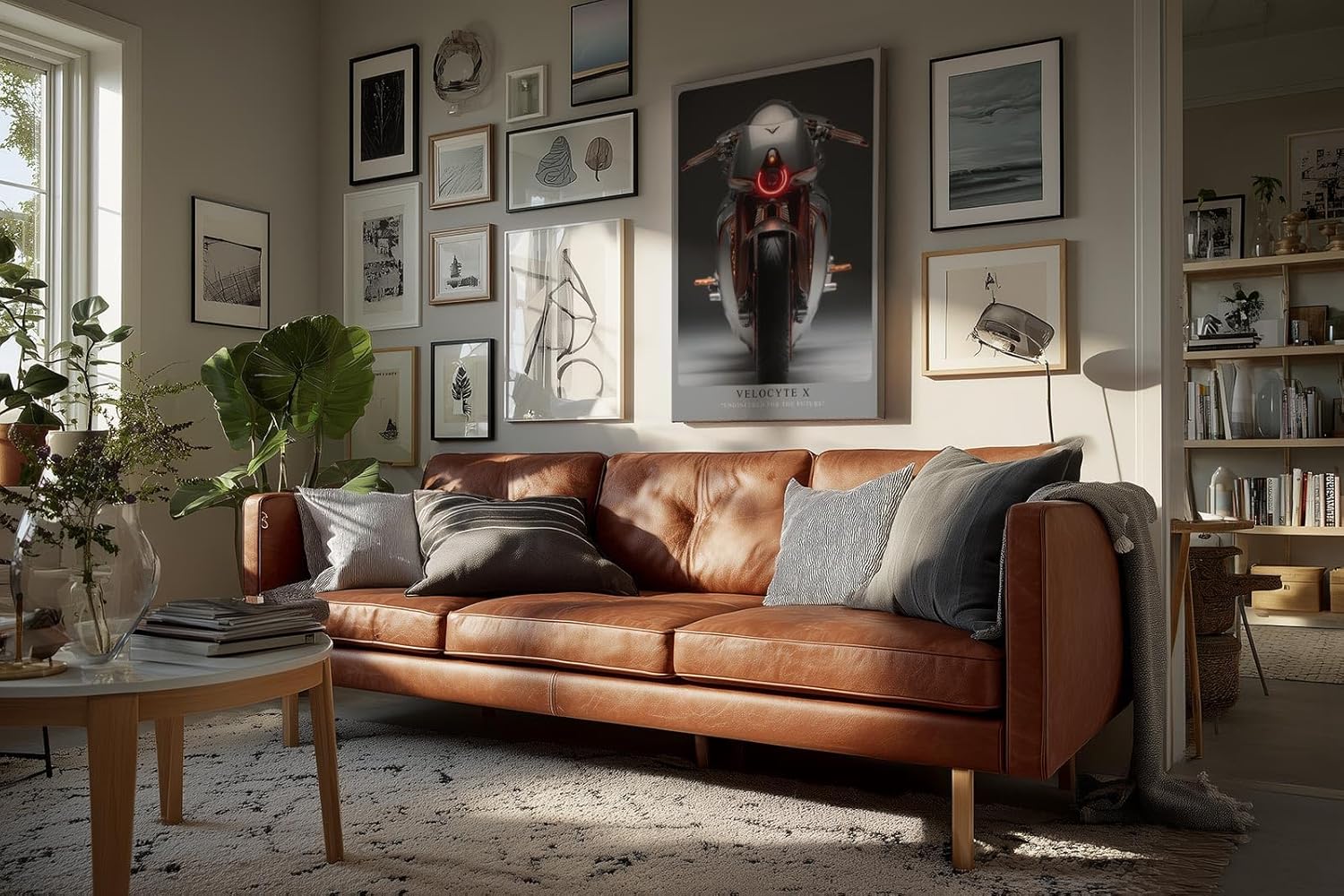 Paul Sinus Wandbild in 40x60cm Velocyte X – futuristisches Motorrad-Design in minimalistischer Perspektive mit markantem Rücklicht