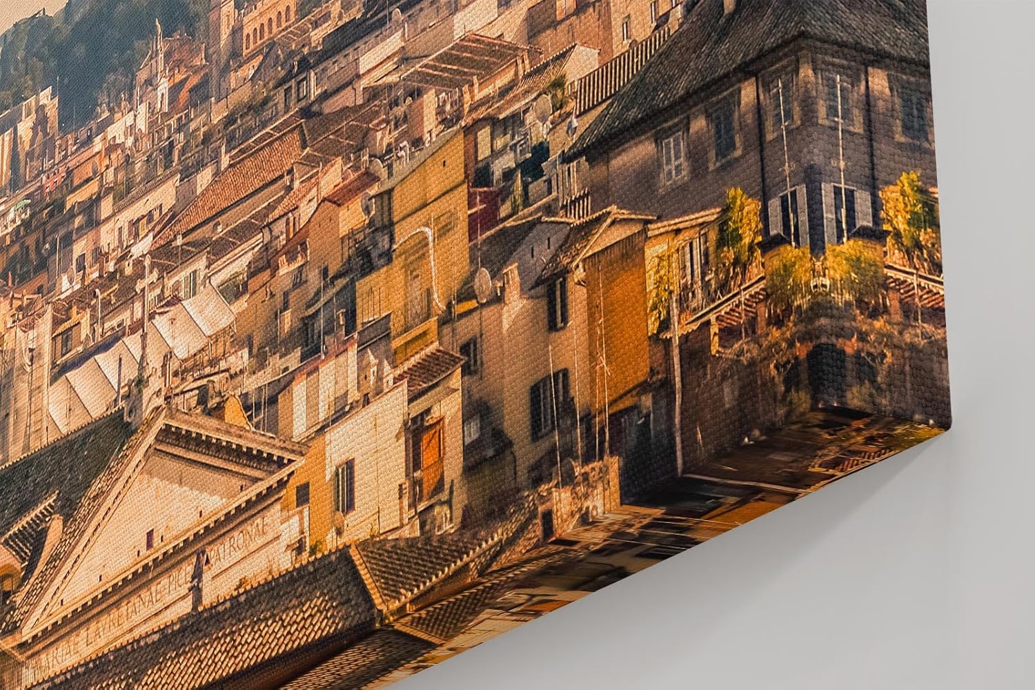 Sinus Art Wandbild 120x80cm Stimmungsvolles Stadtpanorama mit römischer Kuppelarchitektur im warmen Abendlicht