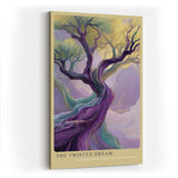 Paul Sinus Wandbild in 40x60cm The Twisted Dream – Farbintensive Kunst mit verschlungenem Baum in surrealer Landschaft