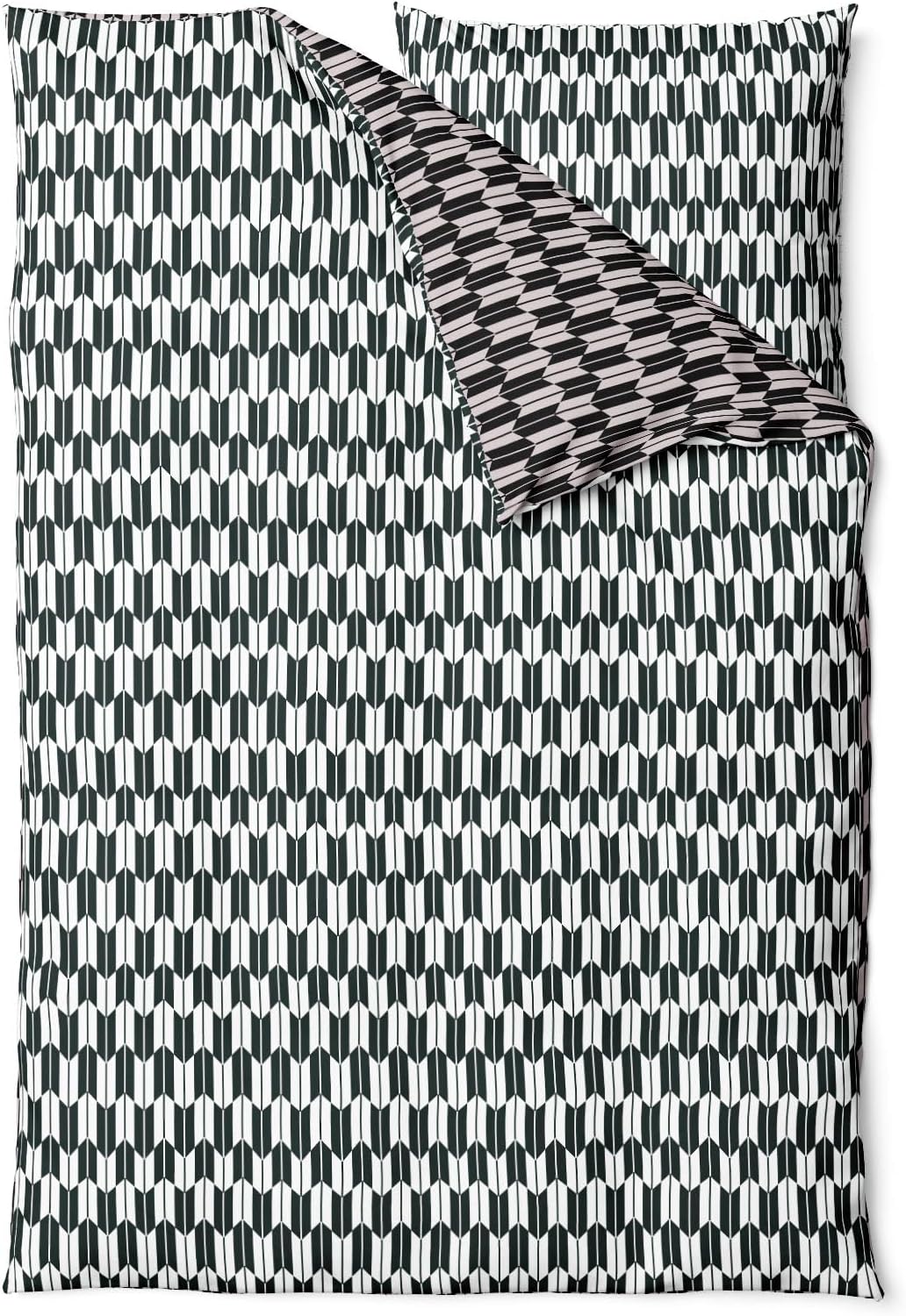 Sinus Art Mikrofaser Bettwäsche 135x200 cm + 80x80 cm – Wendedesign in Grau & Schwarz mit modernem Kachelmuster, pflegeleicht & allergikerfreundlich