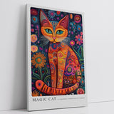 Paul Sinus Leinwandbild 40x60cm Magische Katze leuchtend bunt fantasievoll mystisch detailreich faszinierende Wandkunst voller Muster