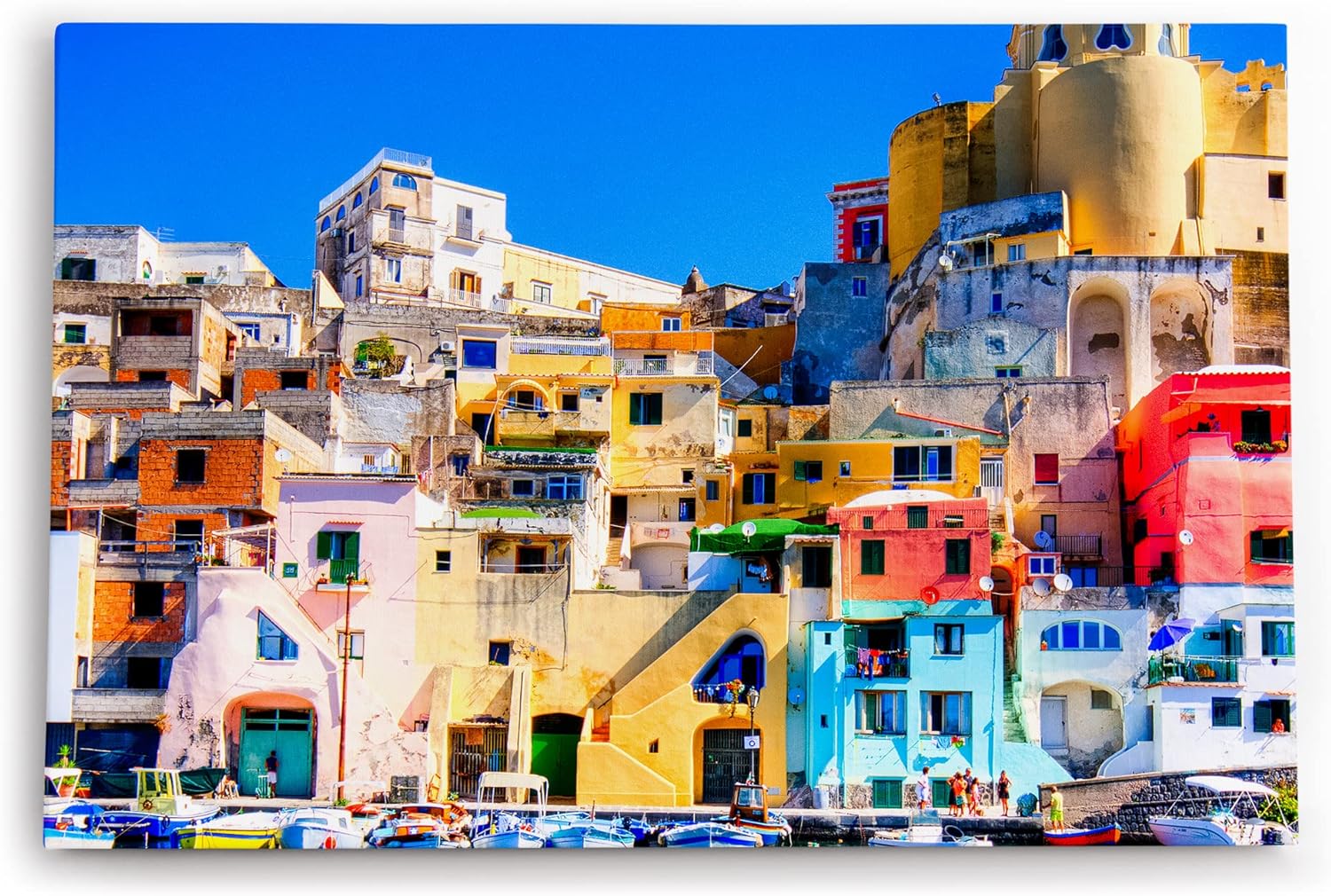 Paul Sinus Wandbild 120x80cm Procida Italien Insel traditionelle Häuser Küstenstadt Mittelmeer