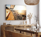 Paul Sinus Wandbild 120x80cm Segelboot Segelschiff Meer Ozean Horizont Sonnenschein