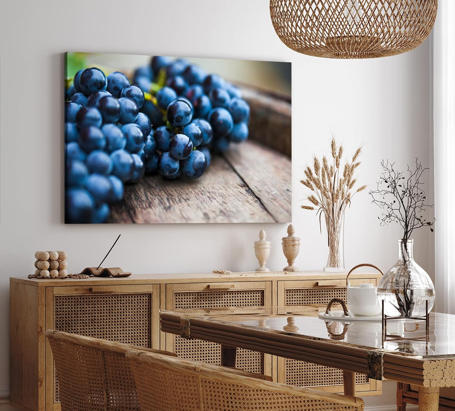 Paul Sinus Wandbild 120x80cm Trauben Früchte Weintrauben Fotokunst Blau Kunstvoll