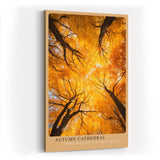 Paul Sinus Wandbild in 40x60cm Autumn Cathedral Goldgelbes Blätterdach aus der Froschperspektive mit strahlendem Sonnenlicht für herbstliche Raumakzente