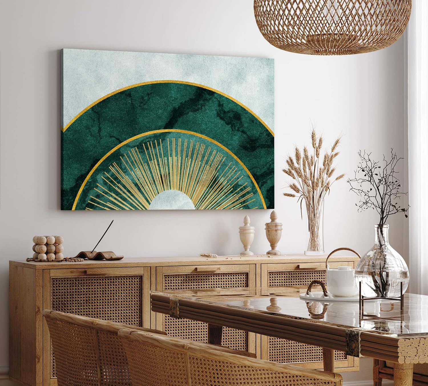 Wandbild 120x80cm Abstrakte Kunst Minimal Kreise Schwarz Modern