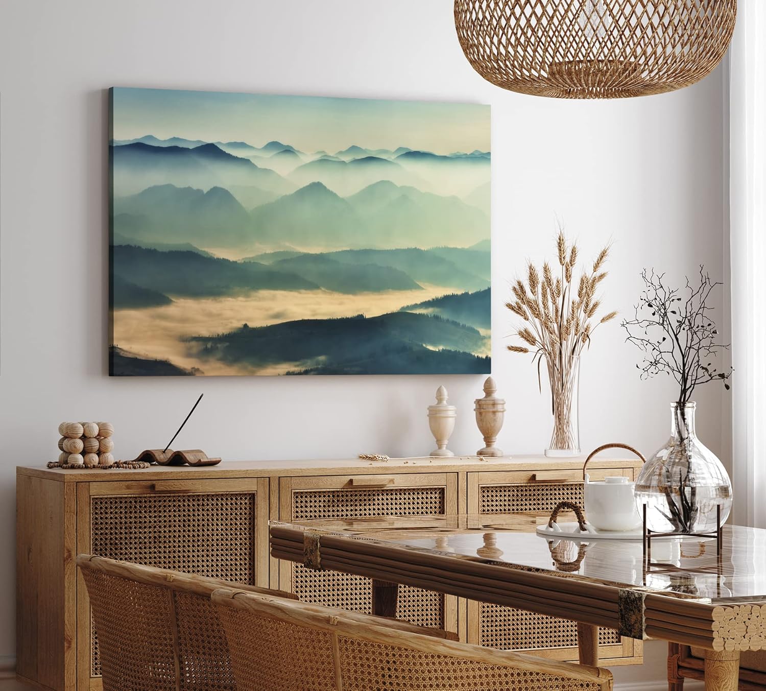 Paul Sinus Wandbild 120x80cm Berglandschaft Nebel Berge Wolken Berghügel