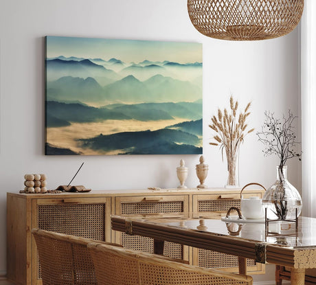 Paul Sinus Wandbild 120x80cm Berglandschaft Nebel Berge Wolken Berghügel