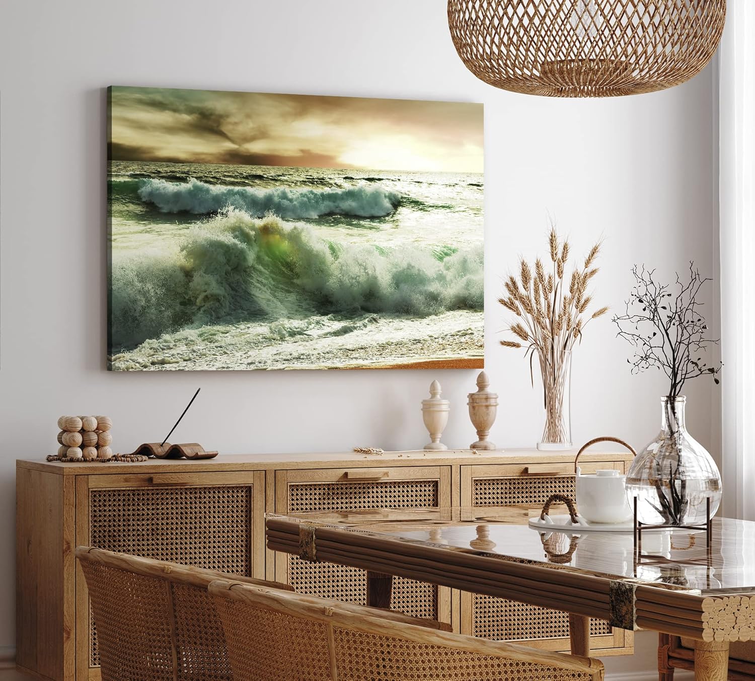 Paul Sinus Wandbild 120x80cm Wellen Ozean Sturm Strand Gewitter Horizont