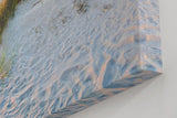 Sinus Art Wandbild 120x80cm Weiße Dünen mit Gräsern bei sanftem Sonnenlicht für beruhigende Raumwirkung