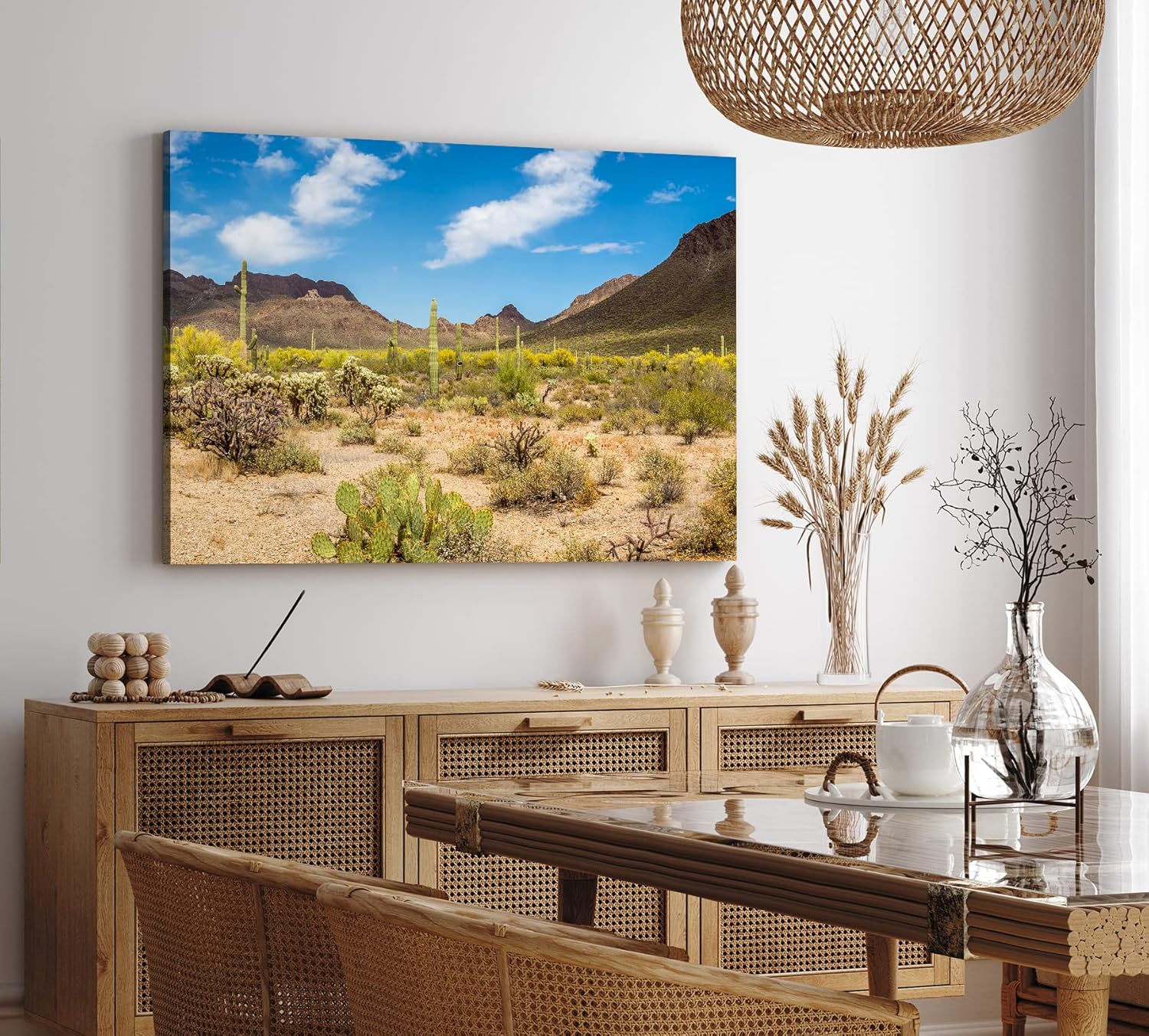 Paul Sinus Wandbild 120x80cm Kakteen Wüstenberge Mexiko Landschaft Sonnenschein