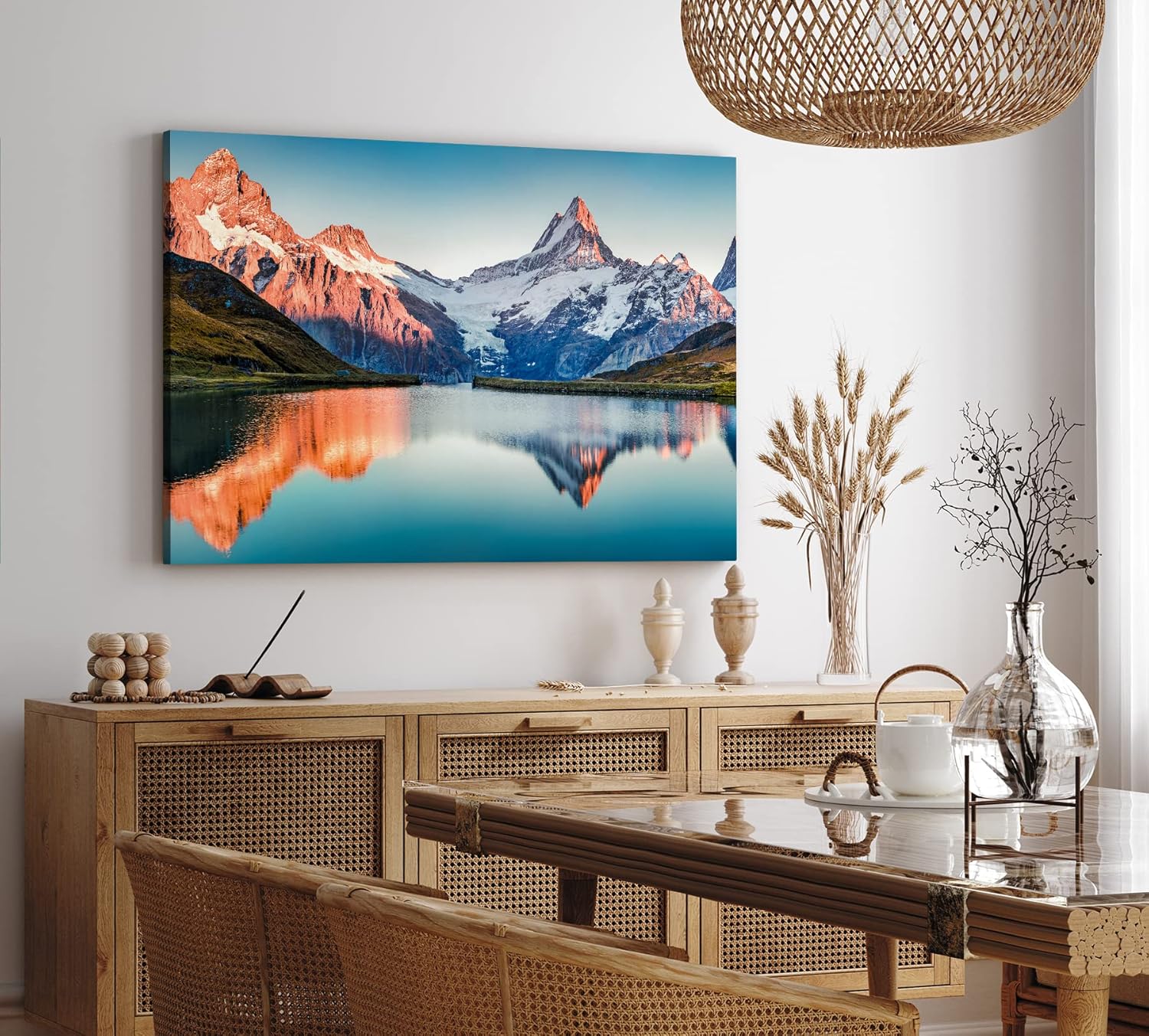 Paul Sinus Wandbild 120x80cm Schweizer Alpen Berggipfel Berge See Bergsee Schneegipfel