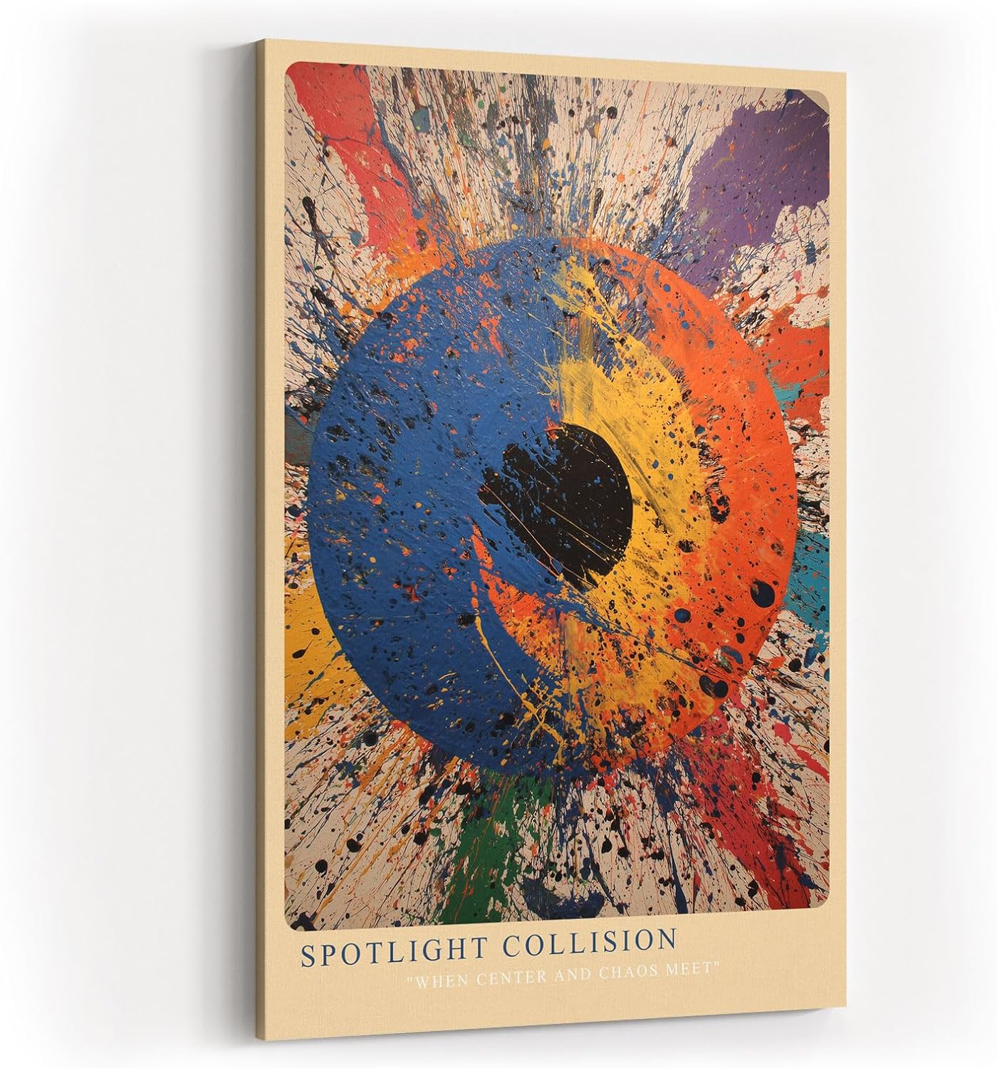 Paul Sinus Wandbild in 40x60cm Spotlight Collision Abstrakte Farbexplosion mit zentralem Fokus