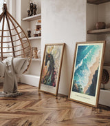 Paul Sinus Leinwandbild 40x60cm Türkises Paradies – Strahlend blaue Meereswellen an einer goldenen Sandküste mit mediterraner Atmosphäre