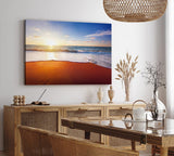 Paul Sinus Wandbild 120x80cm Strand Meer Horizont Sonnenuntergang Himmel Sonne