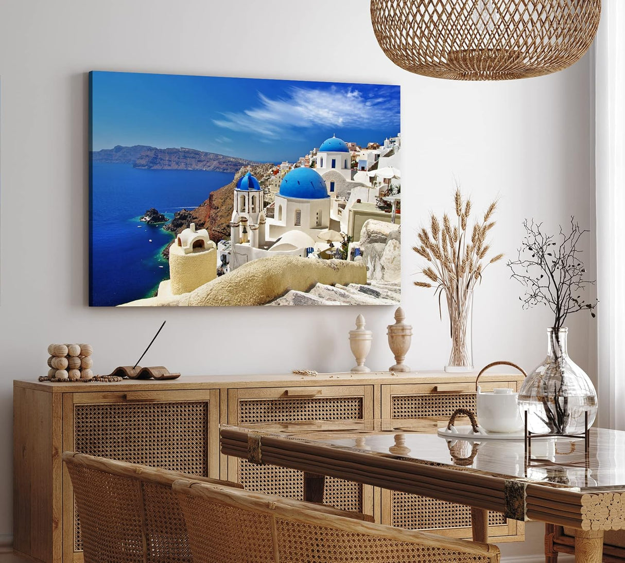 Paul Sinus Wandbild 120x80cm Santorini Mittelmeer Meer Blau weiße Häuser Griechenland