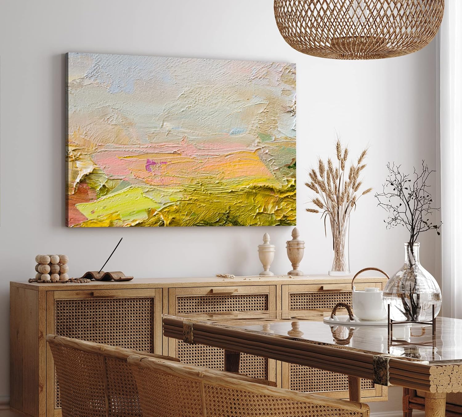 Paul Sinus Wandbild 120x80cm Abstrakt Kunstvoll Spachtel Farben Modern Beige