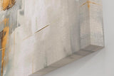 Sinus Art Wandbild 120x80cm Abstraktes Motiv mit geometrischen Flächen in Gold, Grün und Weiß für moderne Raumgestaltung