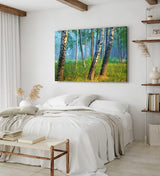 Paul Sinus Wandbild 120x80cm Birkenwald Wald Birken Natur Bäume Grün