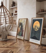 Paul Sinus Leinwandbild 40x60cm Golden Moon geheimnisvolle Silhouette mit goldenem Vollmond stimmungsvoll romantisch Kunstwerk Natur Nachthimmel