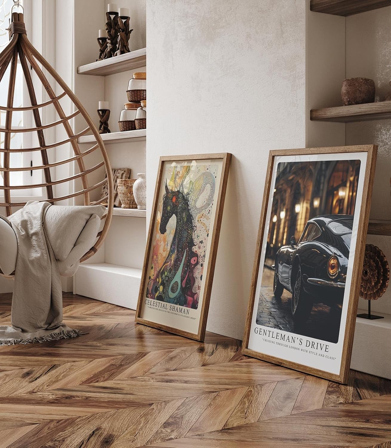 Paul Sinus Leinwandbild 60x90cm Gentleman’s Drive Klassischer Sportwagen Londoner Nacht Eleganz und Stil Zeitlose Automobilkunst Hochwertige Wandkunst