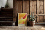 Paul Sinus Kunstdruck 40x60cm Amber Curve Wassertropfen Blütenblatt Gelb Makro Nahaufnahme Detail