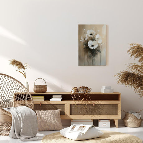 Paul Sinus 60x90cm Wandbild Anemonen in Beige – Ausdrucksstarke Blumenmalerei mit moderner Blume