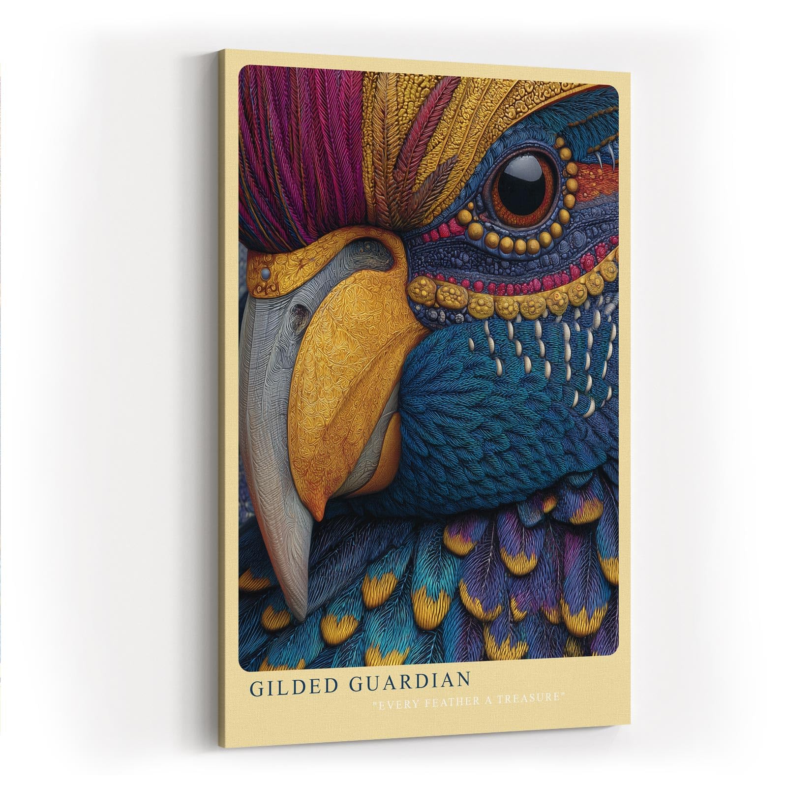 Paul Sinus Wandbild in 40x60cm Gilded Guardian Detailreiches Vogelportrait mit goldenen Akzenten