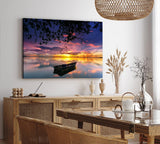 Paul Sinus Wandbild 120x80cm See Abendröte Sonnenuntergang Fischerboot Boot