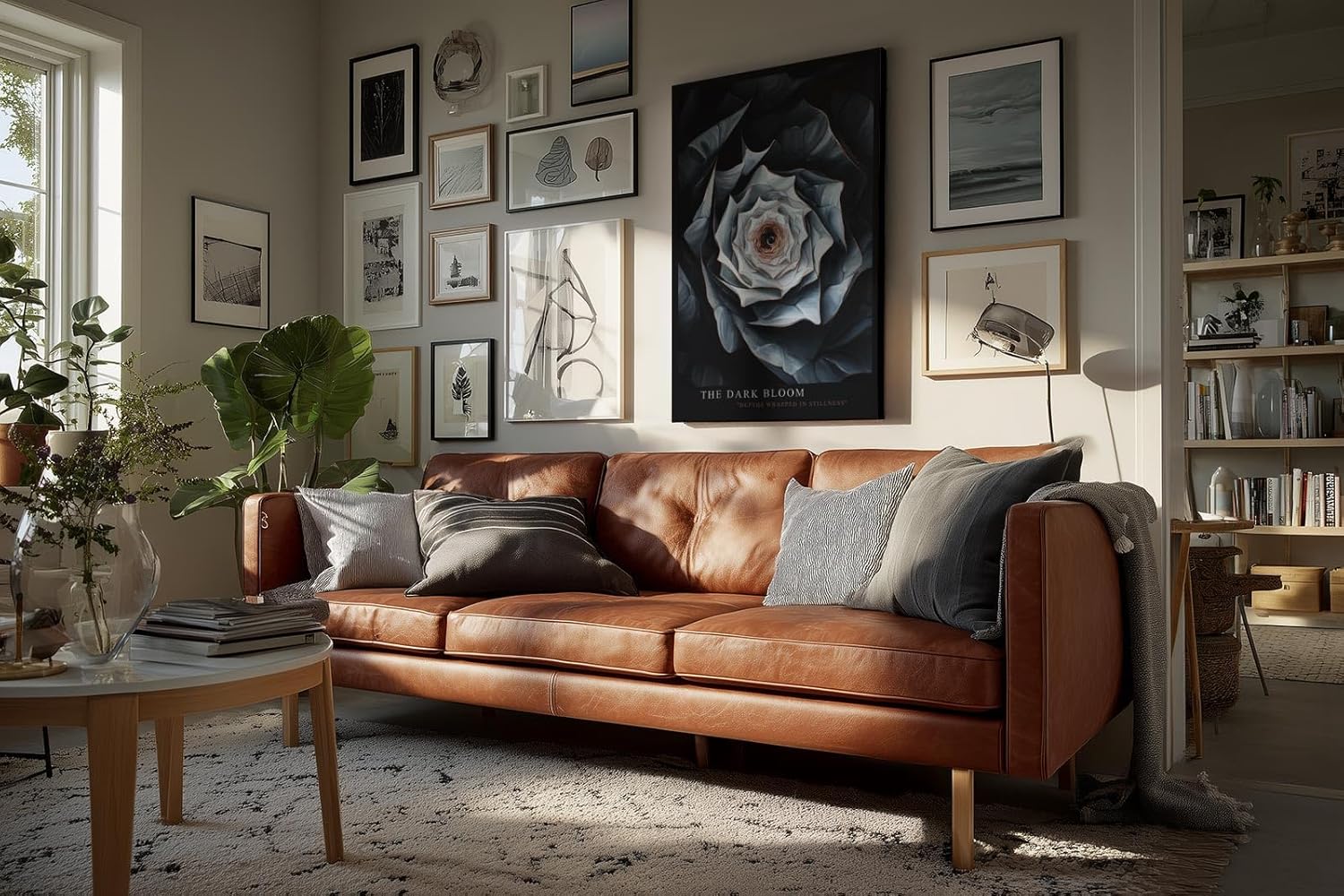Paul Sinus Wandbild in 40x60cm The Dark Bloom – Detailliertes Blumenmotiv in dunklen und kühlen Farbtönen