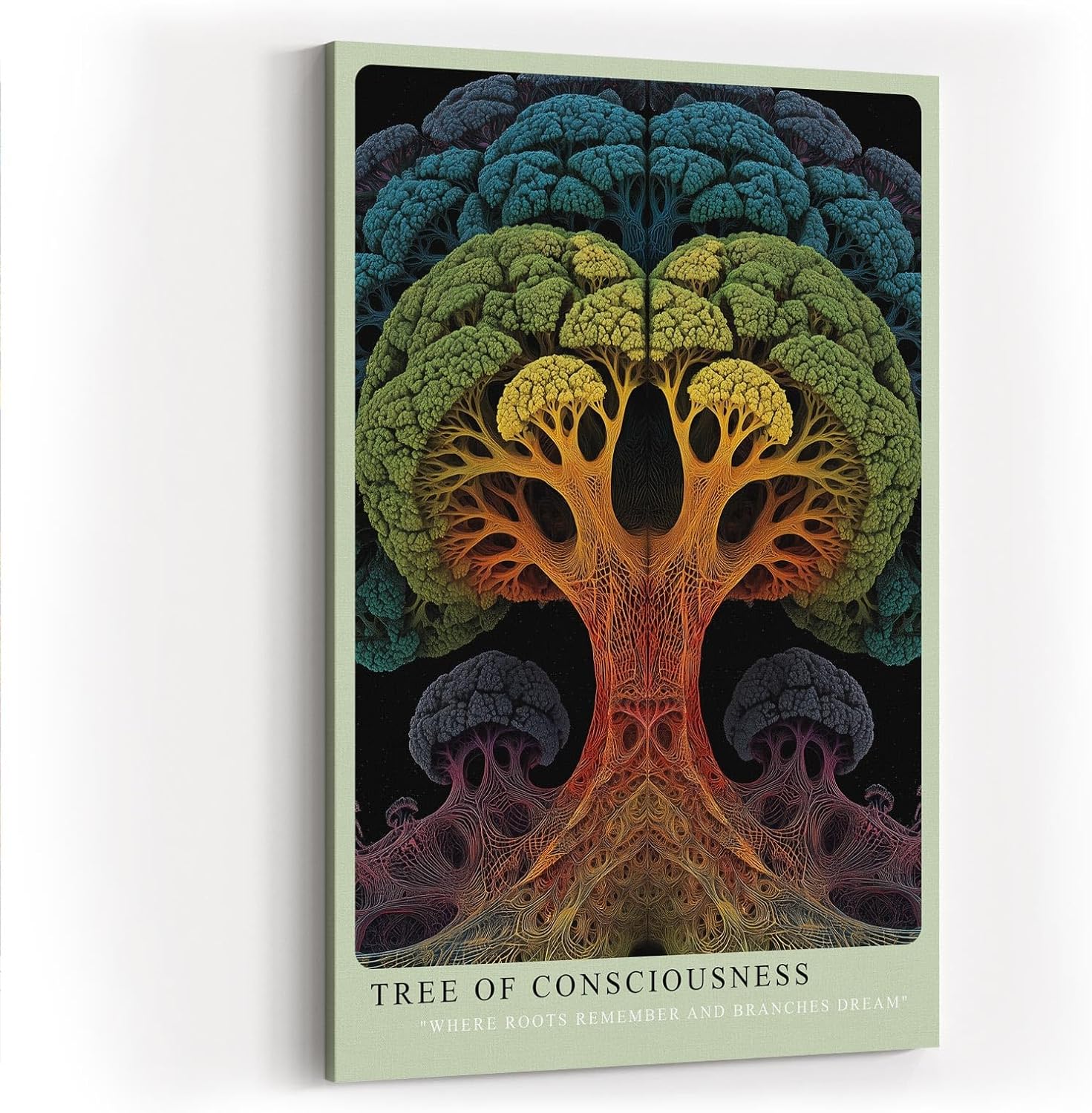 Paul Sinus Wandbild in 40x60cm Tree of Consciousness – farbenprächtiger Baum mit symmetrischer Struktur, abstrakte Naturmetapher