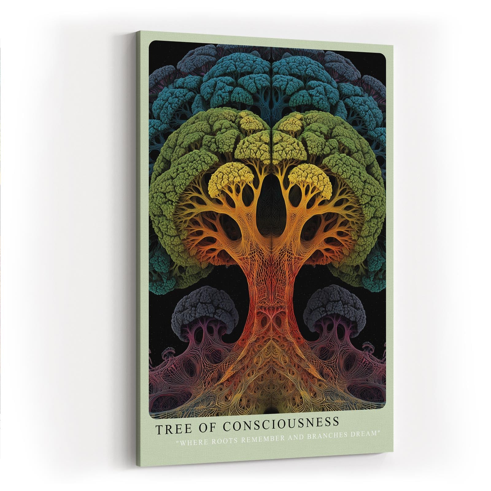 Paul Sinus Wandbild in 40x60cm Tree of Consciousness – farbenprächtiger Baum mit symmetrischer Struktur, abstrakte Naturmetapher
