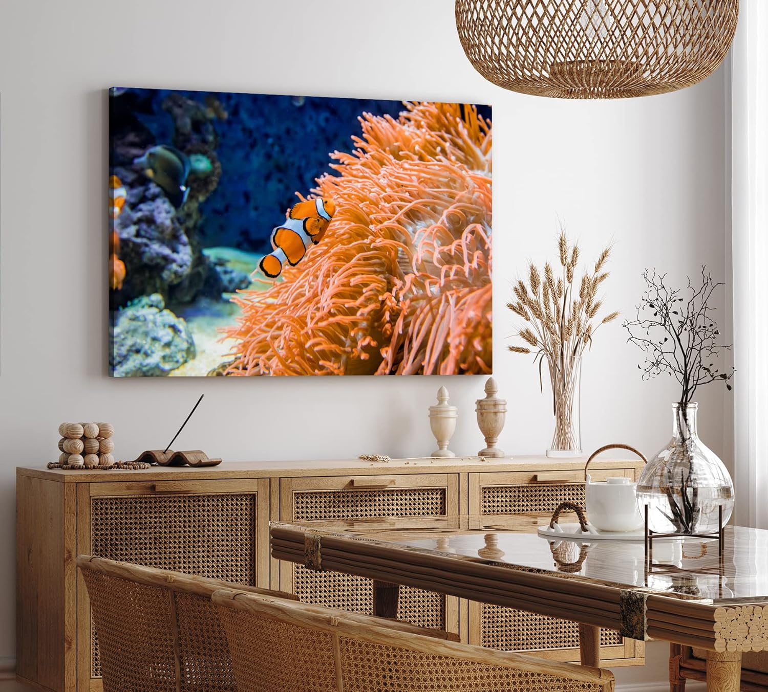 Paul Sinus Wandbild 120x80cm Clownfisch Korallen unter Wasser Fisch Farbenfroh