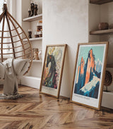 Paul Sinus Leinwandbild 60x90cm majestätische Felsgipfel im Sonnenlicht mit ausdrucksstarken Farben – kunstvolles Leinwandbild für moderne Raumgestaltung