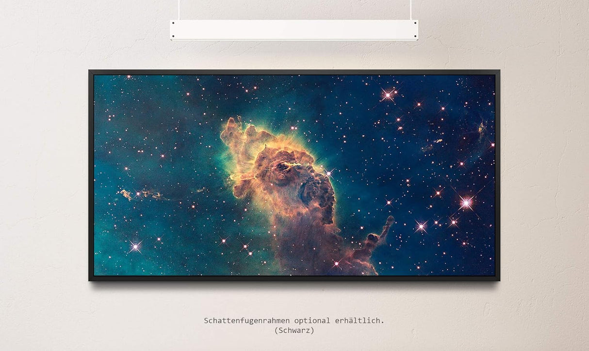Astronomischer Nebel ca. 130x70cm Wandbild inklusive Schattenfugenrahmen schwarz - Panorama Leinwand Bild XXL Format Wandbilder Wohnzimmer Wohnung Deko Kunstdrucke