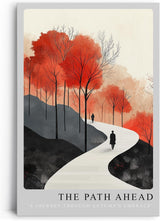 Paul Sinus Leinwandbild 40x60cm The Path Ahead Leinwandbild minimalistische Herbstlandschaft mit wandernder Figur in sanften Farben und poetischer Stimmung