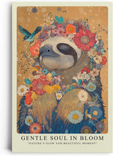 Paul Sinus Leinwandbild 60x90cm verträumtes Faultier in floraler Blütenpracht mit harmonischen Naturfarben – kunstvolles Leinwandbild