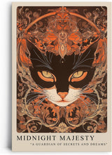 Paul Sinus Leinwandbild 40x60cm geheimnisvolle Katzenillustration mit kunstvollen Ornamenten in warmen Erdtönen, magische Wandkunst