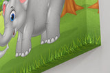 Sinus Art Wandbild 120x80cm Liebevoll gezeichnete Elefantenmutter mit Baby in lebendiger Naturkulisse