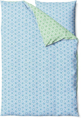 Sinus Art Mikrofaser Bettwäsche 135x200 cm + 80x80 cm – Frisches Wendedesign in Mintgrün & Himmelblau mit filigranem Blütenmuster, pflegeleicht & allergikerfreundlich