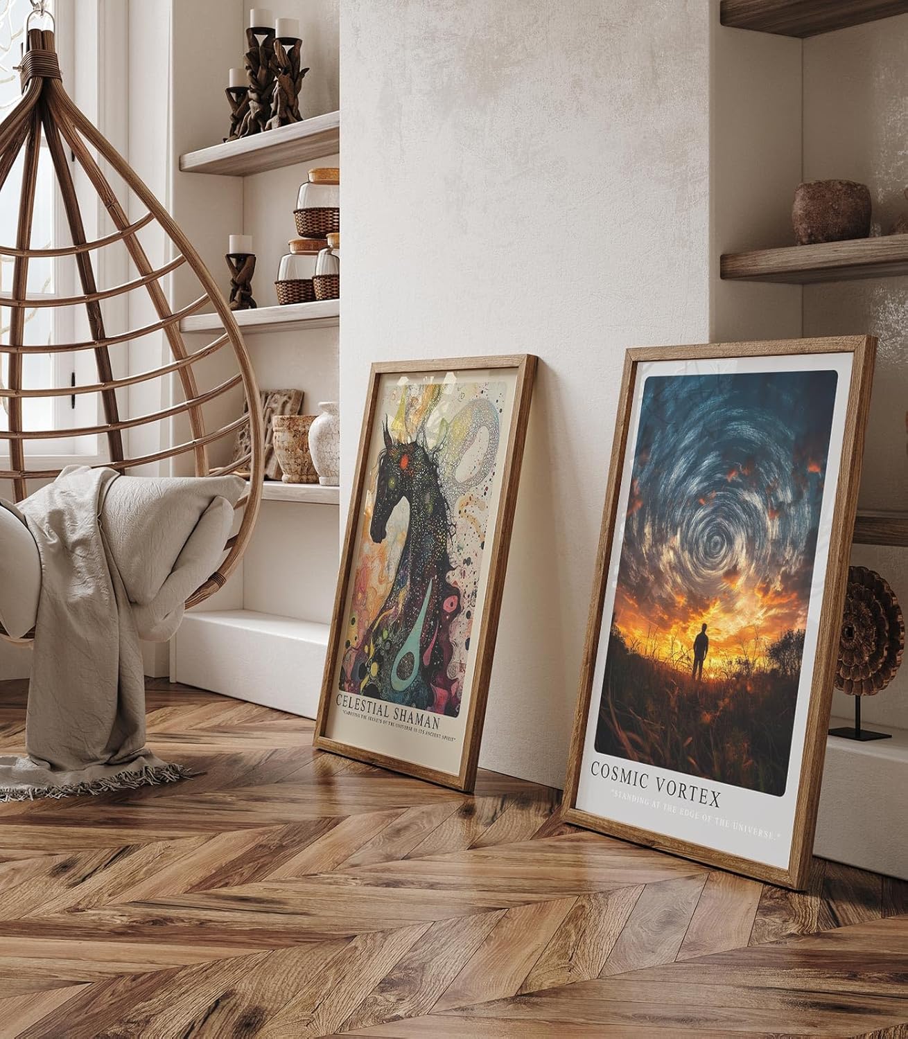 Paul Sinus Leinwandbild 60x90cm Cosmic Vortex Leinwandbild atemberaubende Landschaft mit spiralförmigem Himmel und Silhouette im Sonnenuntergang