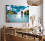 Paul Sinus Wandbild 120x80cm Insel in Thailand Meer Sonnenschein Felsen Berge