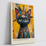 Paul Sinus Leinwandbild 40x60cm Boho Katze leuchtend bunt mystisch kunstvolle Wandkunst tribal spirituell energiegeladen faszinierend ausdrucksstark