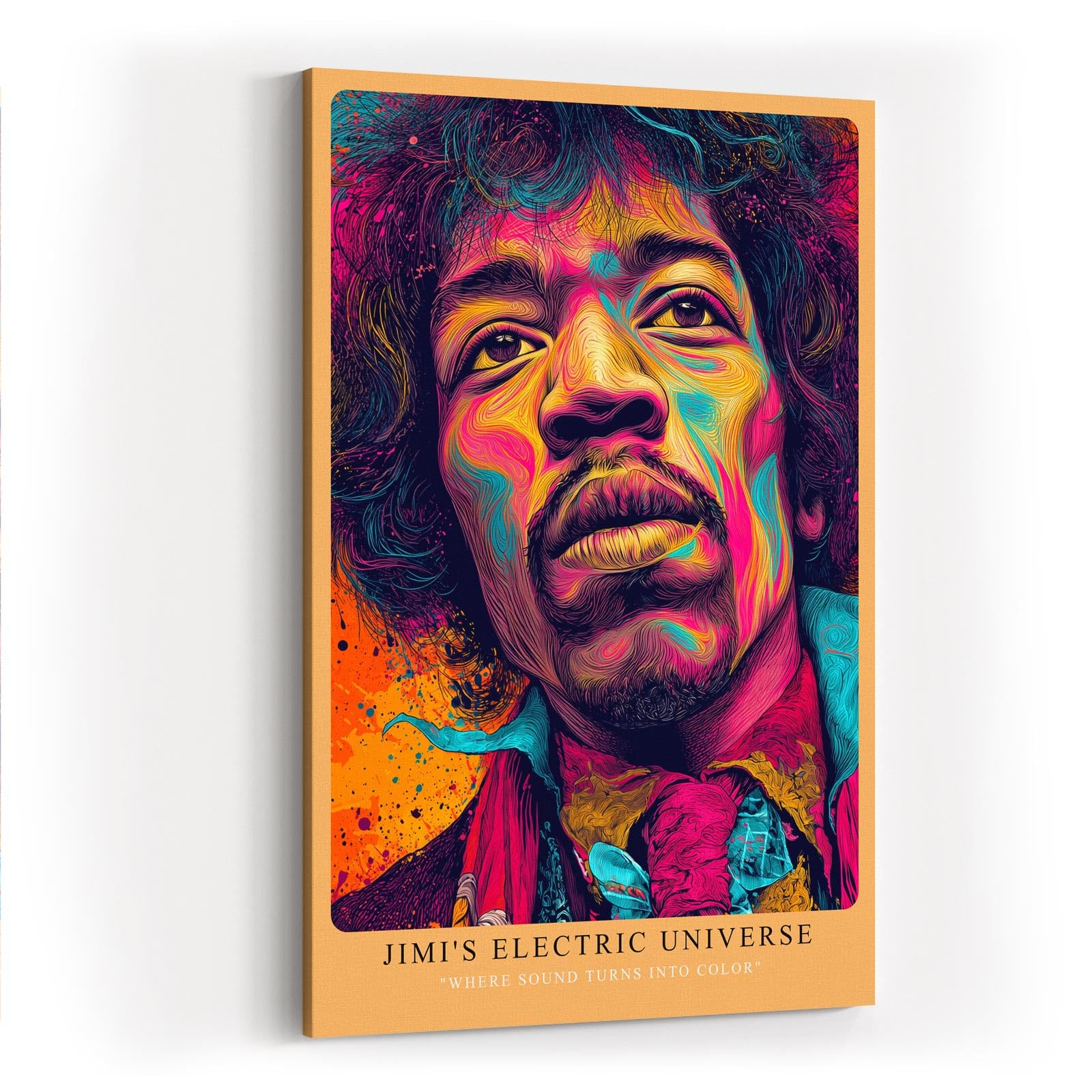 Paul Sinus Wandbild in 40x60cm Jimi's Electric Universe Buntes Musikerportrait mit intensiven Farbverläufen