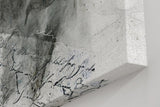 Sinus Art Wandbild 120x80cm Abstraktes Porträt, handschriftliche Elemente und rauchige Strukturen in Schwarzweiß