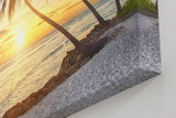 Sinus Art Wandbild 120x80cm Stimmungsvolles Motiv mit Palmen, Sandstrand und Sonnenuntergang – ideal für entspannte Raumgestaltung