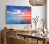 Paul Sinus Wandbild 120x80cm Meer Horizont Roter Himmel Sonnenuntergang Blau