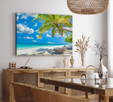 Paul Sinus Wandbild 120x80cm Karibik Traumstrand Sand Meer Palmen Sonnenschein