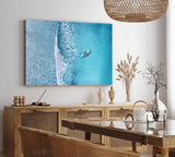 Paul Sinus Wandbild 120x80cm Luftaufnahme Strand Boot Blau Meer Wellen Vogelperspektive